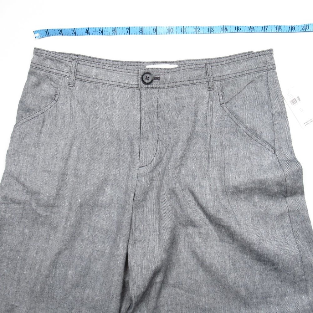 Anthropologie Linen Low-Rise Wide Leg Pants Gray Black - Size 12 - Picture 7 of 15